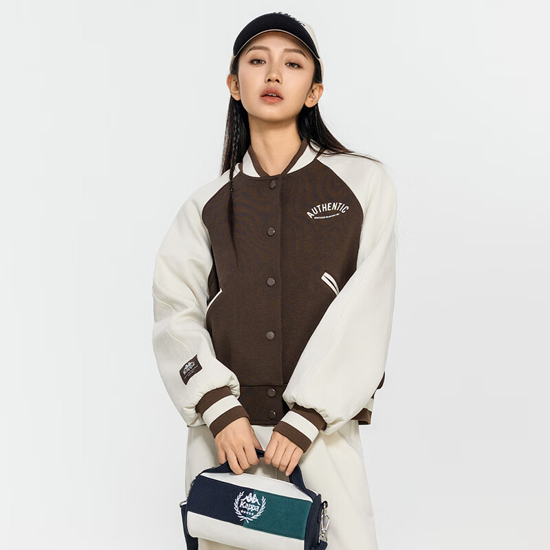 棒球服2024新款女春撞色运动卫衣针织长袖外套K0E22WK72