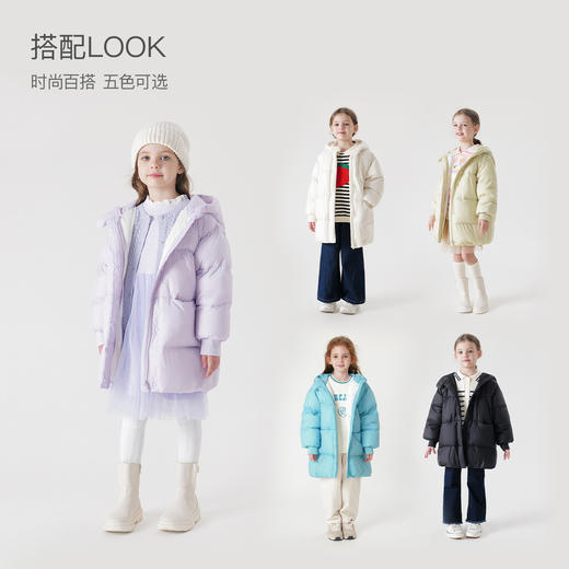 【三防】马克珍妮女童中长款羽绒服儿童加厚保暖羽绒服冬装231186 商品图1