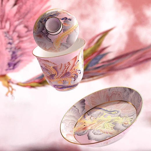 成艺-凤凰迷你1号三才盖碗200ML战马马蹄介杯千佛元宝小介杯三才盖碗 商品图2