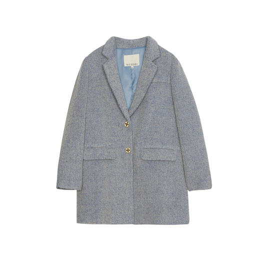 谜底毛呢大衣女2024春新款通勤风时尚西装领单排扣外套241MD0104 商品图4