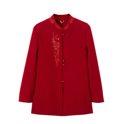 秋冬新款双面羊绒大衣女中长款绣花羊毛呢子外套KQ-215281 商品图4