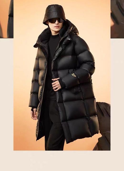 丁摩~鹅绒服黑金八格高端羽绒服加厚男女长款过膝极寒冬季外套三防免洗D23-1225001 商品图4