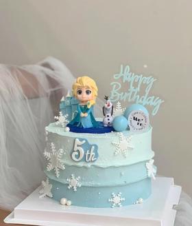 【臻品系列】---半翻糖加高三层夹心【Q版冰雪】蛋糕