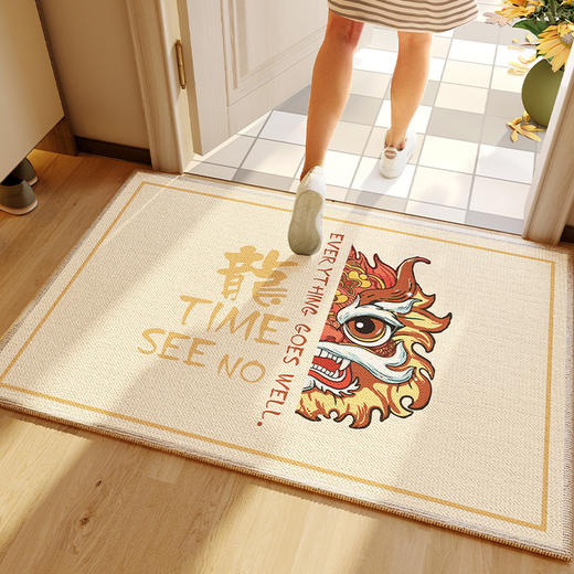  【享受时光！简约生活】卡通龙年入户地垫红色喜庆，玄关门口防滑垫家用圈绒门垫，舒适温馨 锁边平整 贴合地面 商品图8