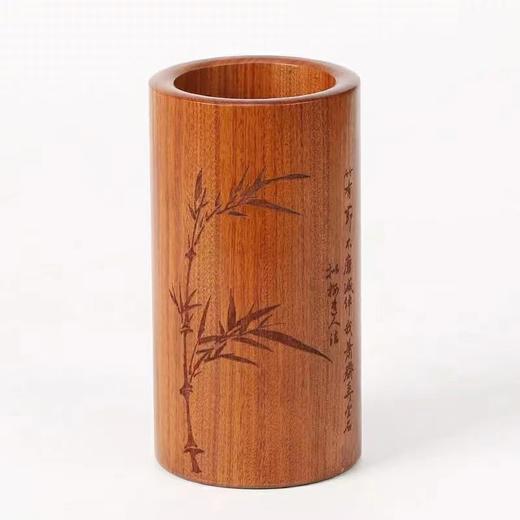 阴雕酸枝中圆笔筒 商品图0