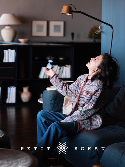 PETIT SCHAN小闪 CLO#412 Star of Bethlehem 圣诞星 绵羊毛羊驼毛混纺费尔岛提花小立领开衫 商品图6