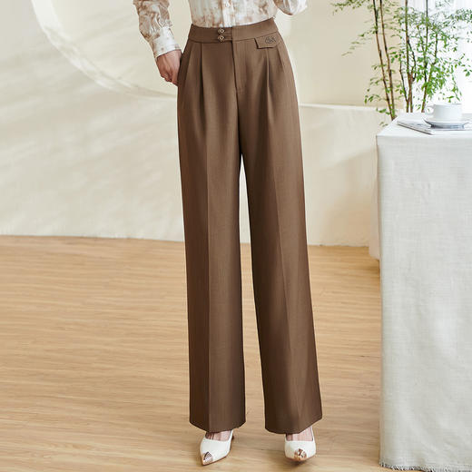 米思阳2026春季新款通勤时尚直筒休闲裤高腰修身西裤女0336 商品图1