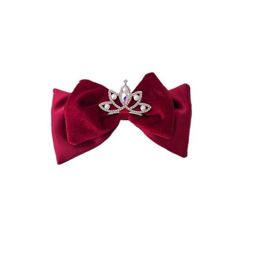 【龙年国风头饰】儿童红色蝴蝶结过年发夹2023新款公主宝石皇冠发卡小女孩过年头饰 商品图4