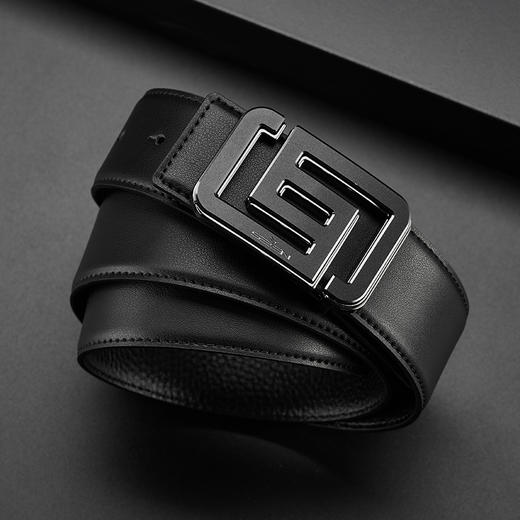 【父亲节礼盒款】柒牌针扣皮带男2025新款青年商务休闲时尚百搭黑色男士西装裤腰带	126P70120 商品图4