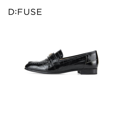 Dfuse迪芙斯2024春季新款质感压纹漆皮平底通勤乐福鞋DF41112031 商品图3