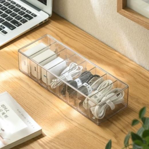 数据线收纳盒分格桌面电源线整理盒手机平板充电器充电线收纳 商品图1