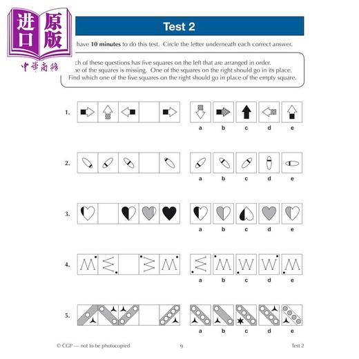 【中商原版】英国CGP 11+ GL 10-Minute Tests: Non-Verbal Reasoning - Ages 9-10 (with Online Edition) 商品图2