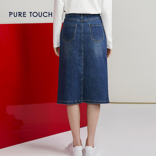 pure touch女士牛仔半身裙中长款高腰直筒休闲百搭半裙2023秋冬新 商品图4
