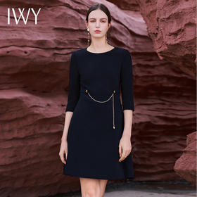 IWY/时尚气质黑色设计感职业连衣裙女酒店经理商务正装售楼部工作服Q13304