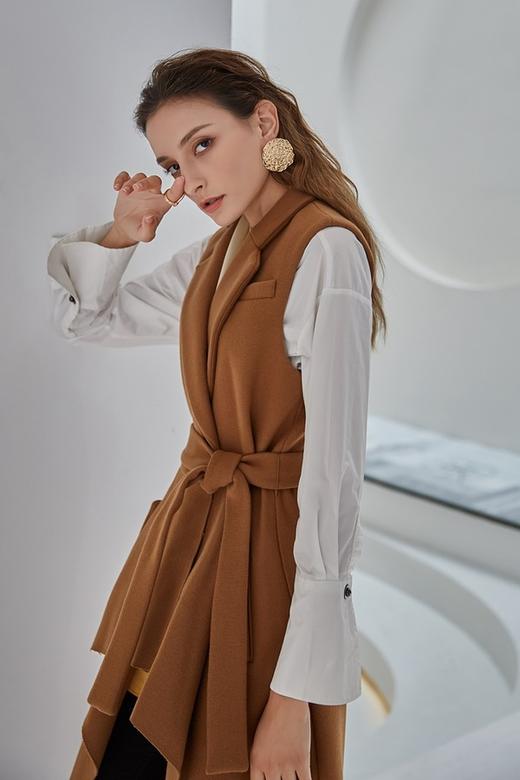 DAMO WANG/王大墨 棕色结构感毛呢马甲 14318 商品图5