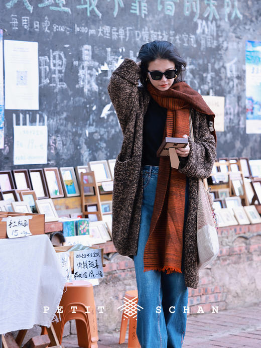 PETIT SCHAN小闪 CLO#413 Neck and neck 不分上下 牦牛绒手纺纱纯手编针织开衫大外套 商品图8