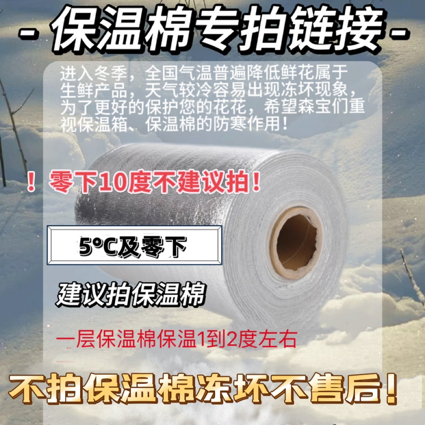 鲜花保温棉丨0°及零下建议拍保温棉丨保护花材恒温 （一层保温棉可保温1-3度，如气温太低多拍几层）【跟随订单发出】