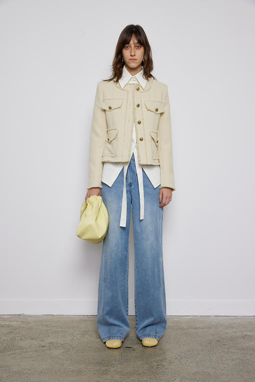 粗斜纹无领廓形外套 商品图1