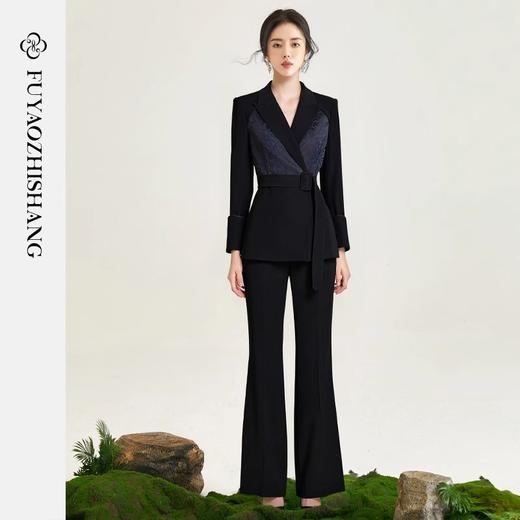 扶摇 清冷感高级提花新中式西装套装女职业装主持人演讲正装 商品图2