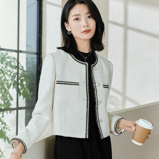 剩XXL 米思阳【小香风外套】2026春季新款时尚优雅气质通勤百搭外套0254 商品图0