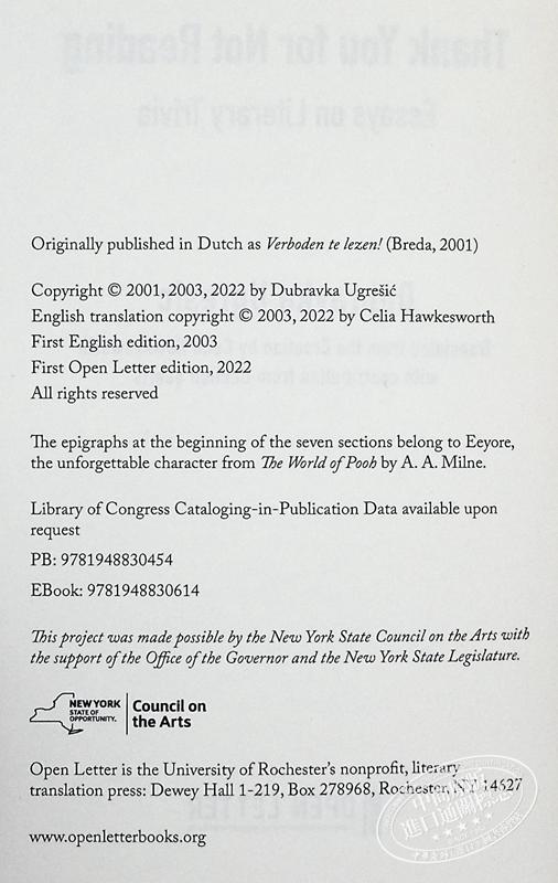 【中商原版】杜布拉夫卡 乌格雷西奇 多谢不阅 Thank You for Not Reading 英文原版 Dubravka Ugresic 现当代文学 商品图3