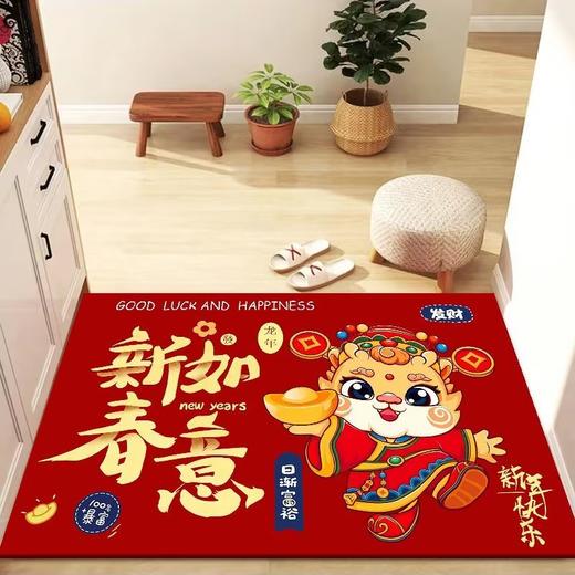 2025龙年【卡通红色地垫喜庆开门红地毯】入户门耐脏脚垫 门外蹭土垫 商品图10