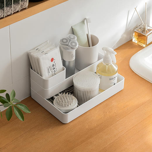 可叠加抽屉收纳盒桌面文具化妆品镜柜分隔盒亚克力质感分格整理盒 商品图5