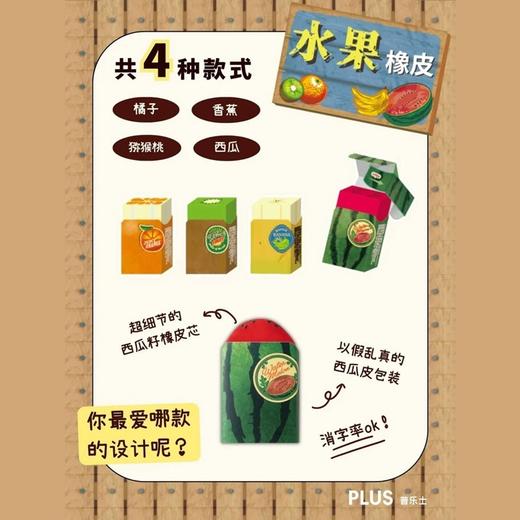 日本版PLUS普乐士水果夹心立体造型橡皮擦拭干净少屑不留痕 商品图1