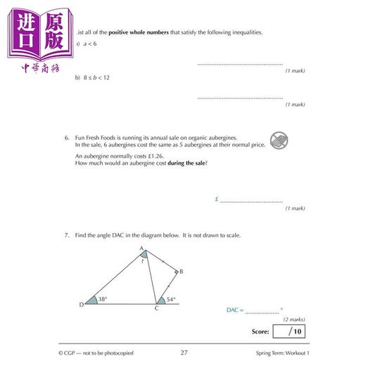 【中商原版】英国原版CGP教辅 新KS3数学10分钟每周锻炼-9年级New KS3 Maths 10-Minute Weekly Workouts Year 9中学教辅 英文 商品图4