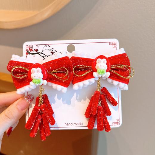 中国风新年头饰儿童过年发饰女童假发蝴蝶结拜年发卡宝宝喜庆发夹 商品图14