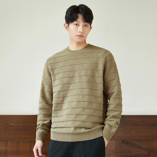 gxgjeans男装冬季黑色针织衫提花圆领套头毛衣男 热卖毛衫 商品图1