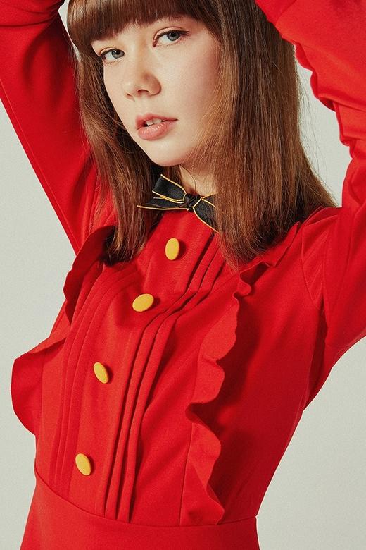 komello 红色木耳边连衣裙 14566 商品图3