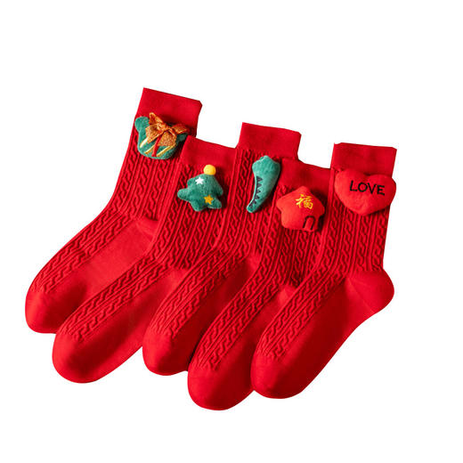 本命年红袜子【结婚许愿神龙袜】中筒棉袜 男女同款 公仔款 商品图4