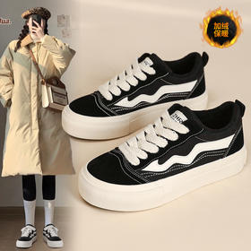 ZHR撞色拼接厚底板鞋女2023新款学院经典黑白运动休闲鞋韩版百搭