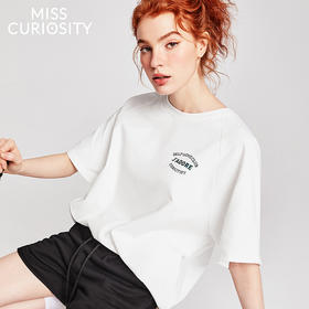 好奇蜜斯夏季休闲宽松遮肉圆领上衣套装T恤女内搭家居短裤  加比布朗