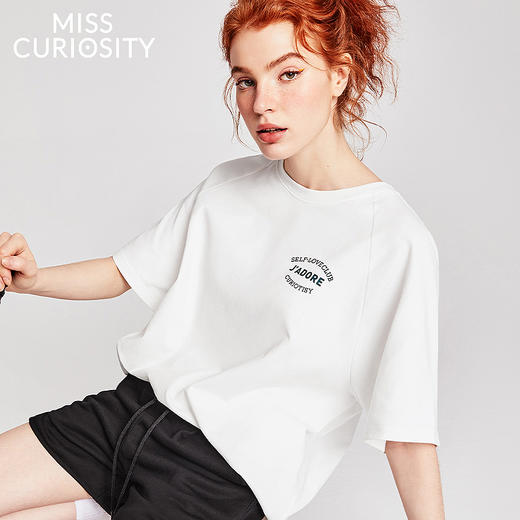 好奇蜜斯夏季休闲宽松遮肉圆领上衣套装T恤女内搭家居短裤  加比布朗 商品图0