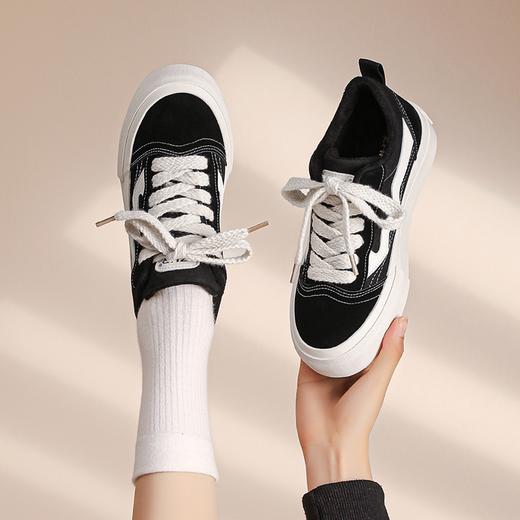 ZHR撞色拼接厚底板鞋女2023新款学院经典黑白运动休闲鞋韩版百搭 商品图5