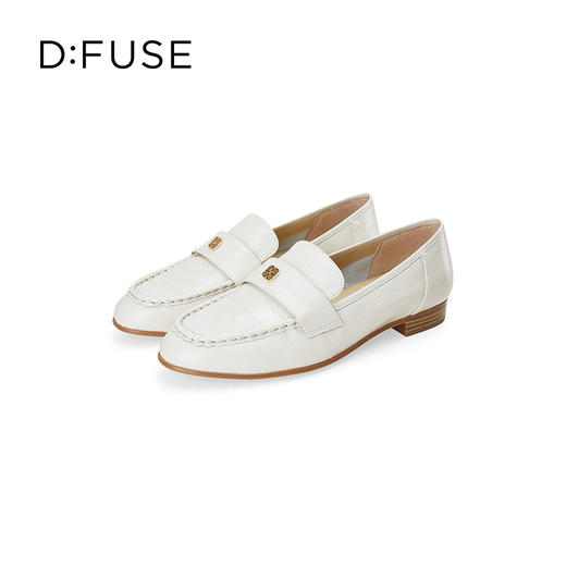 Dfuse迪芙斯2024春季新款质感压纹漆皮平底通勤乐福鞋DF41112031 商品图0