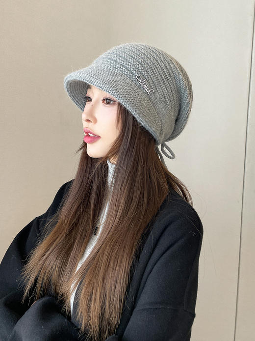 女双层兔毛针织帽 商品图7