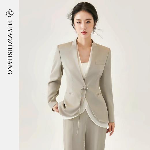 扶摇 新中式西装套装女气场强大女装秋冬新款中国风盘扣外套 商品图0