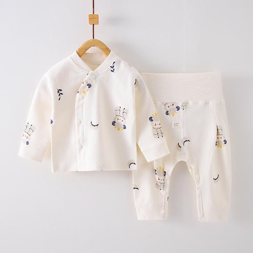 【无骨裸穿婴儿家居服套装】秋季新款儿童内衣套装纯棉偏扣宝宝秋衣秋裤男高腰护肚女打底睡衣 商品图0