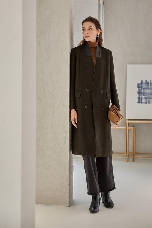 DAMO WANG/王大墨 黑色一粒扣超长款毛呢大衣 14096 商品图1