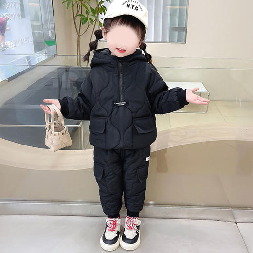裁缝学苑TS23女童加绒加厚棉服两件套装纸样儿童绗棉连帽棉袄版型 商品图1