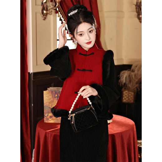 冬季加绒厚套装旗袍，过年战袍拜年服唐装小袄LSB-2535 商品图0