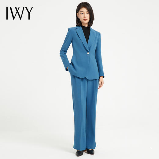 IWY/气质孔雀蓝西装套装女士高端简约总裁职业装正装美容院上班工作服C13308+P23308 商品图1