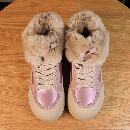 品质好货 | Safiya/索菲娅2023冬季新品兔毛加绒面包厚底运动风短靴棉鞋 SF3411A708 商品图7