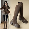 ZHR加绒高跟长靴女2023秋冬气质粗跟瘦瘦靴显瘦厚底弹力靴长筒靴 商品缩略图4
