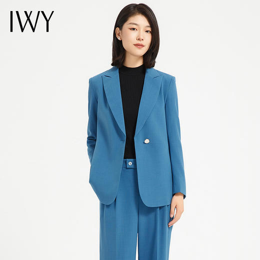 IWY/气质孔雀蓝西装套装女士高端简约总裁职业装正装美容院上班工作服C13308+P23308 商品图5