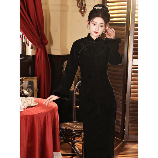 冬季加绒厚套装旗袍，过年战袍拜年服唐装小袄LSB-2535 商品图1