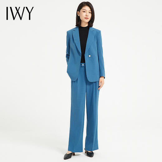 IWY/气质孔雀蓝西装套装女士高端简约总裁职业装正装美容院上班工作服C13308+P23308 商品图2